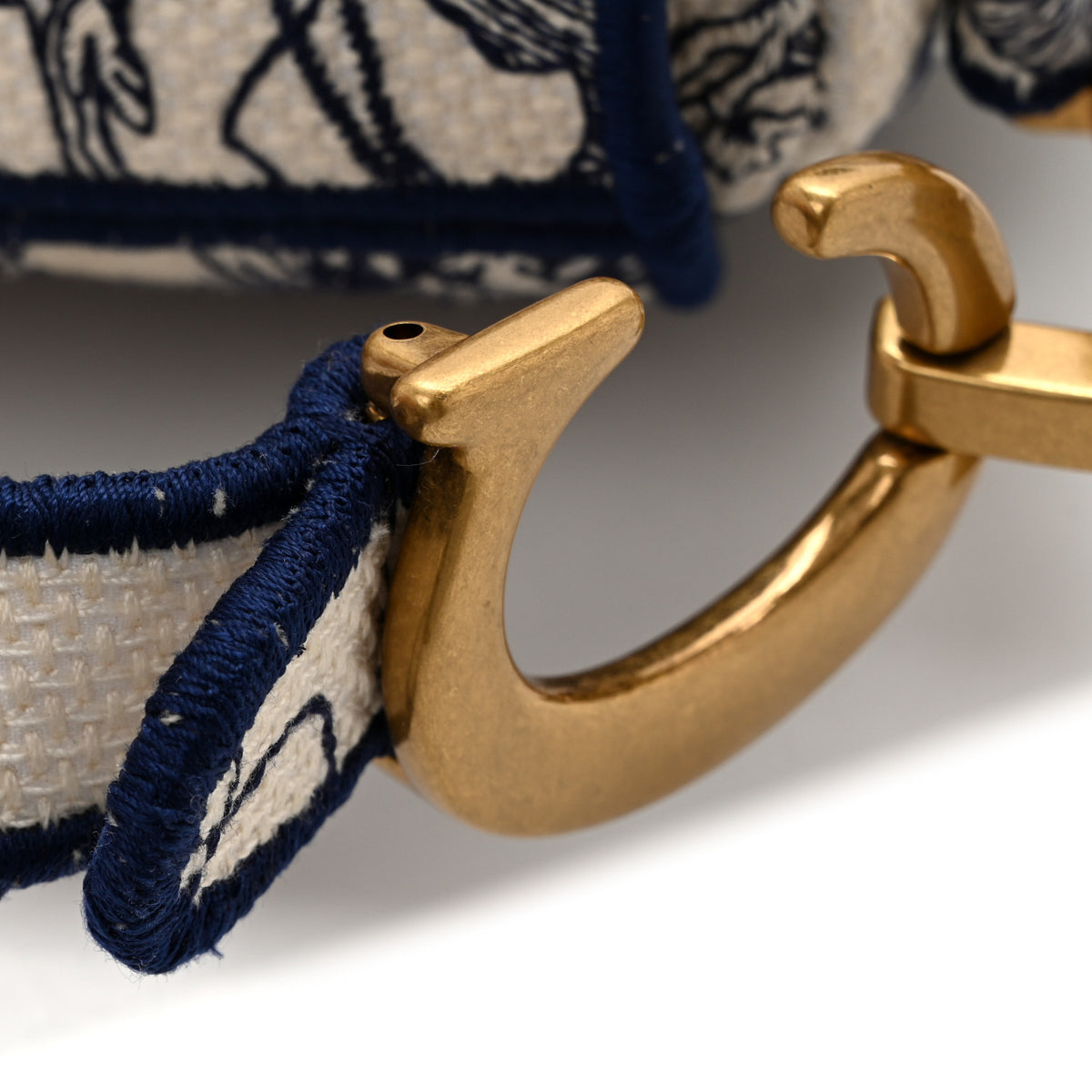 Canvas Embroidered Around the World Saddle Bag Blue