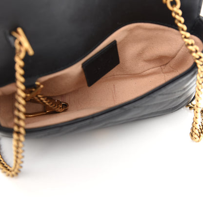Gucci Calfskin Matelasse Super Mini GG Marmont Shoulder Bag Black 5 of 10