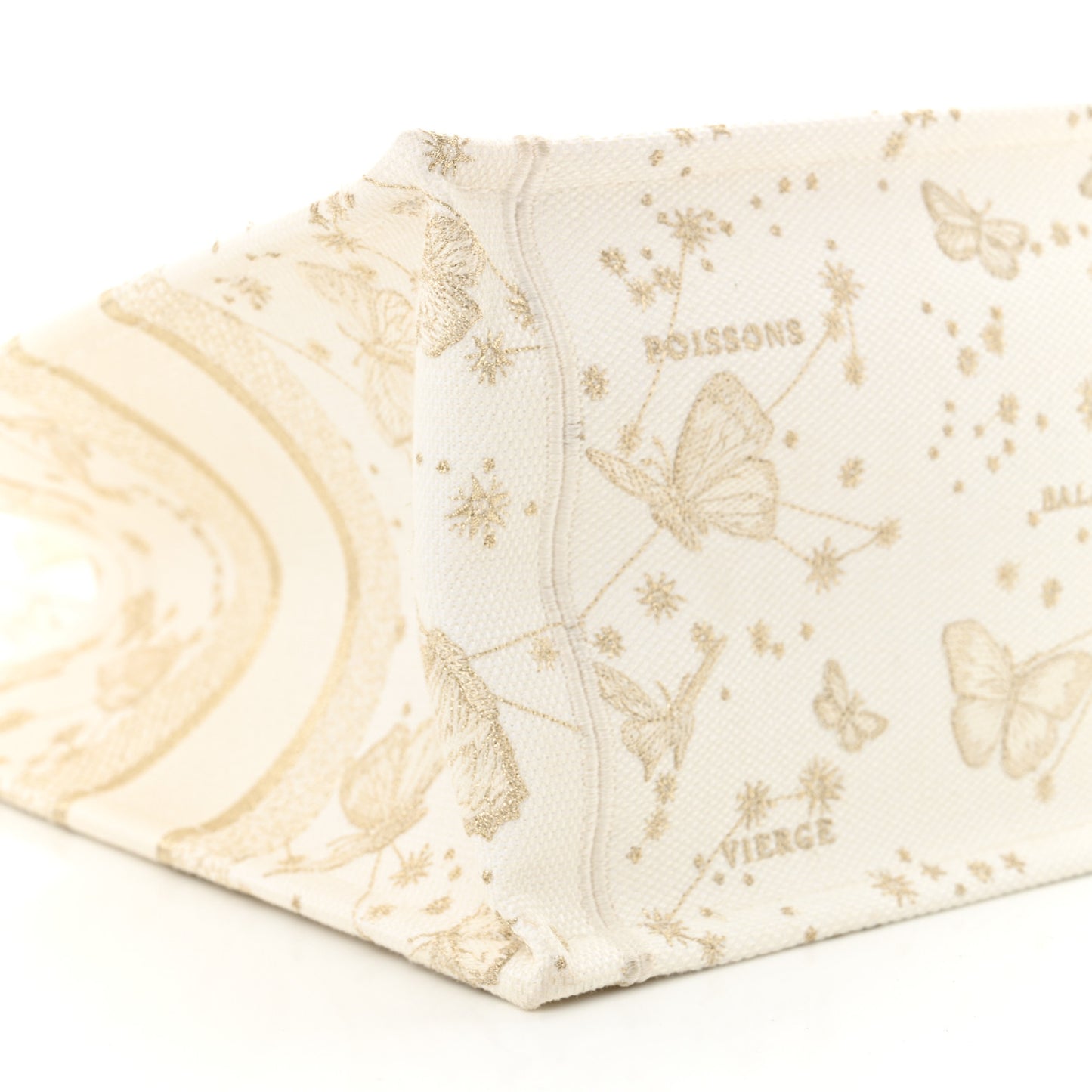 Canvas Embroidered Medium Butterfly Zodiac Book Tote Gold