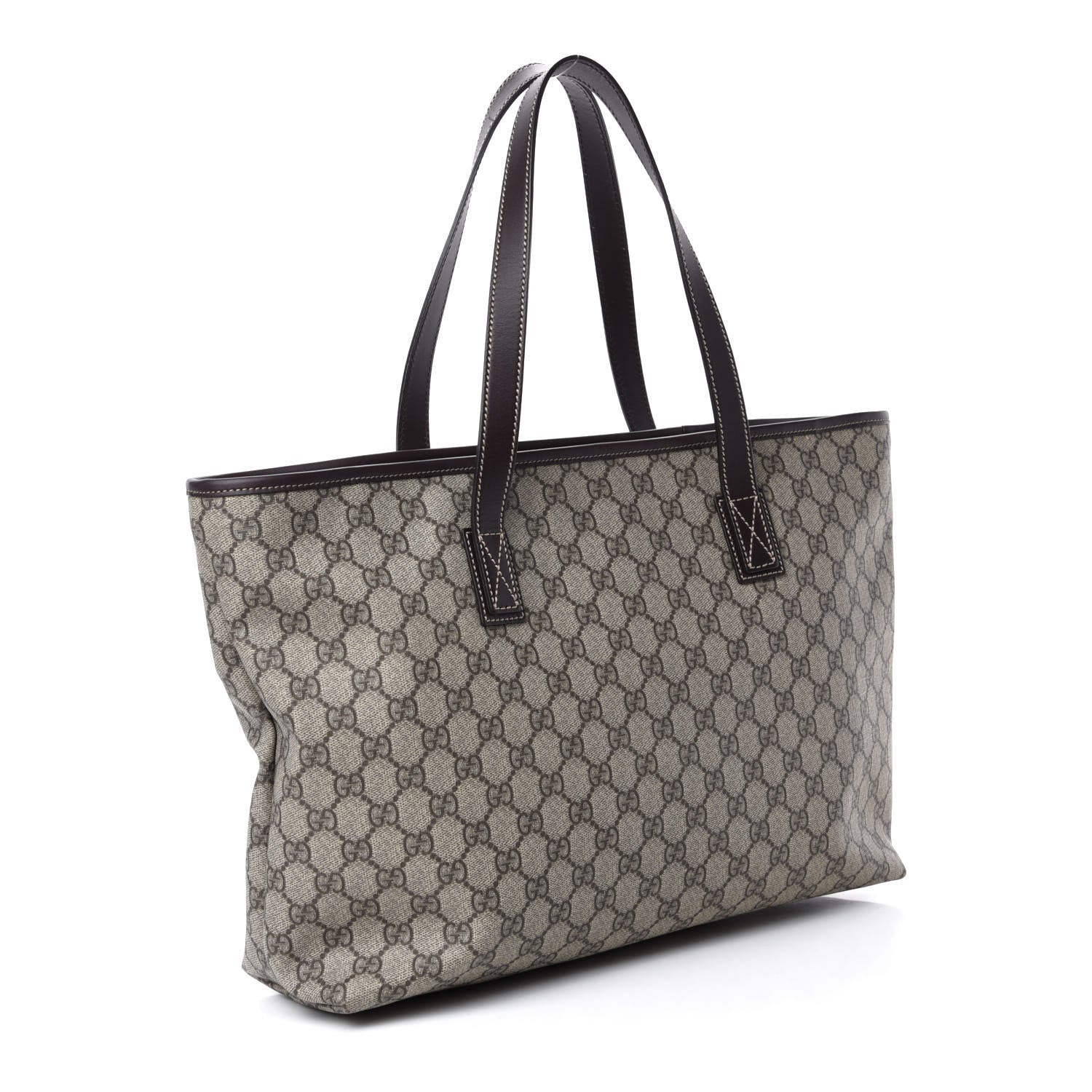 Gucci GG Supreme Monogram Medium Zippered Shopping Tote Dark Brown 3 of 11