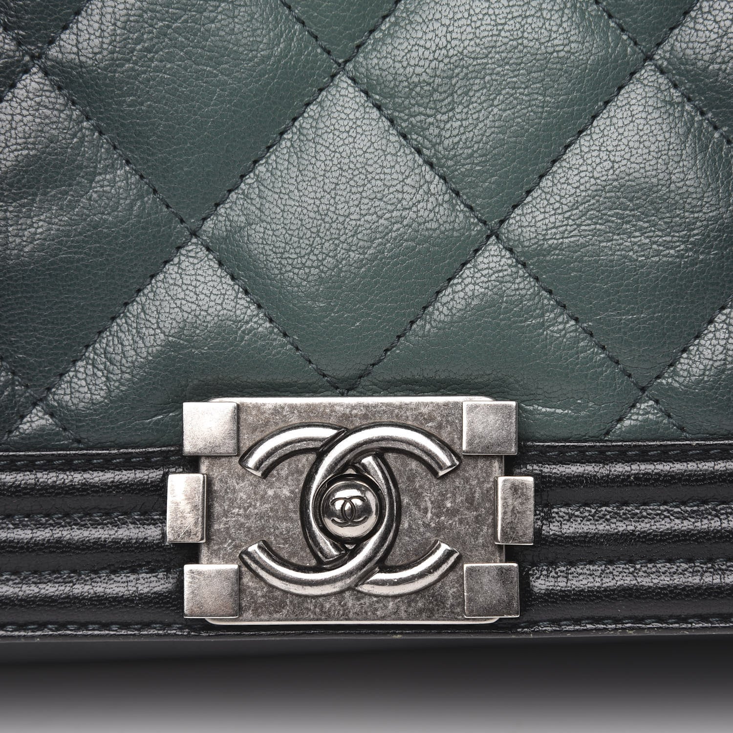 Chanel Goatskin Ombre Faded Quilted New Medium Boy Flap Dark Green 11 of 15