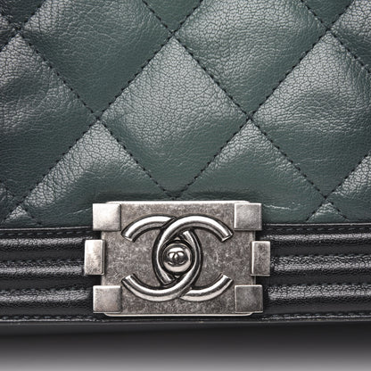 Chanel Goatskin Ombre Faded Quilted New Medium Boy Flap Dark Green 11 of 15
