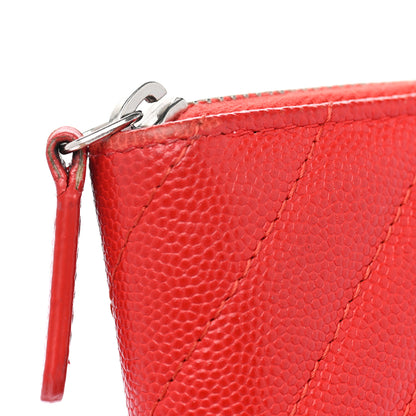 Chanel Caviar Chevron Quilted Medium Zip Around Wallet Red 11 of 18