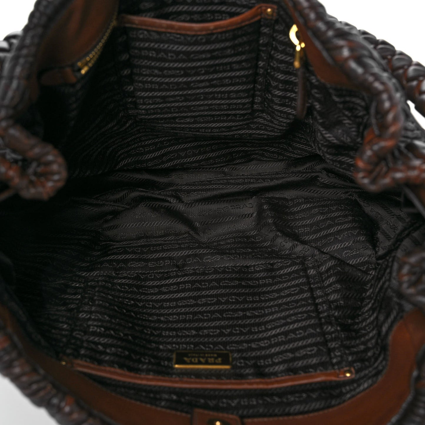Nappa Chevron Braided Hobo Brown