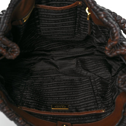 Prada Nappa Chevron Braided Hobo Brown 4 of 7