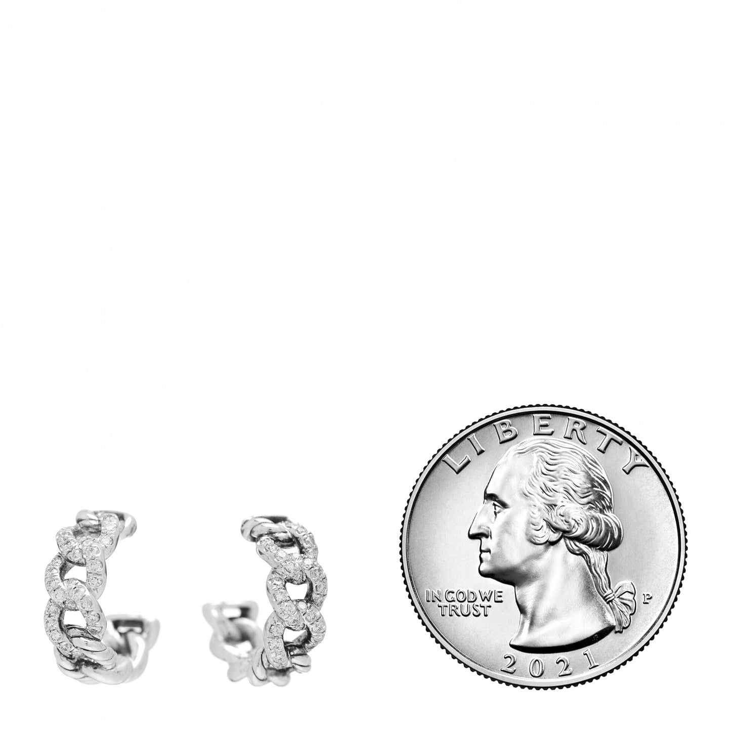 Sterling Silver Diamond Belmont Curb Earrings