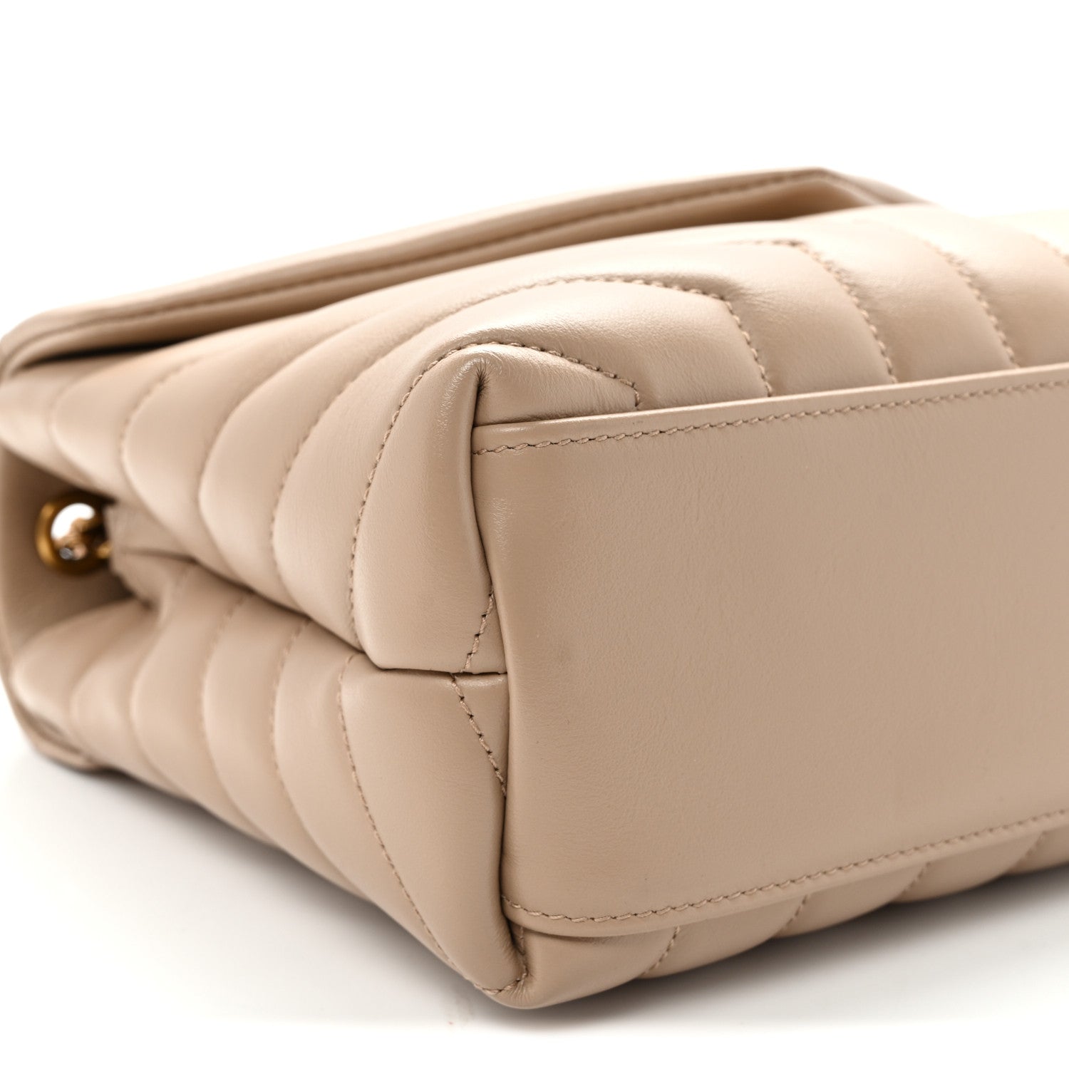 Saint Laurent Calfskin Y Quilted Monogram Small Loulou Chain Satchel Dark Beige 9 of 10
