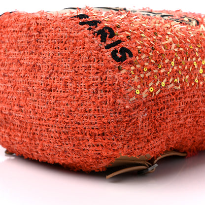 Chanel Tweed Sequins Embroidered Cubano Trip Backpack Orange Coral 9 of 11