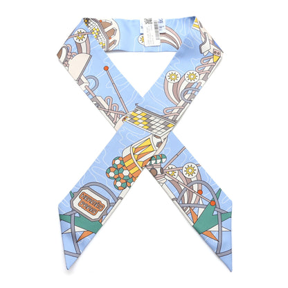 Hermes Silk Odyssey Twilly Beige Bleu Ciel Jaune Vif Beige Bleu Ciel Jaune Vif 1 of 3