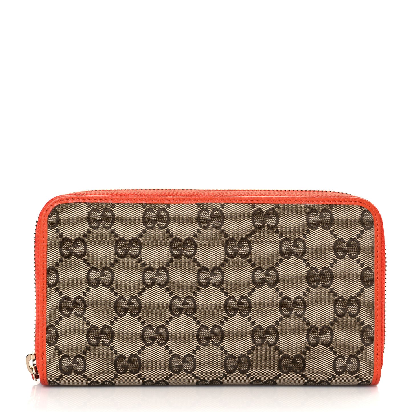 Monogram Dollar Calfskin Zip Around Wallet Beige Ebony Sun Orange
