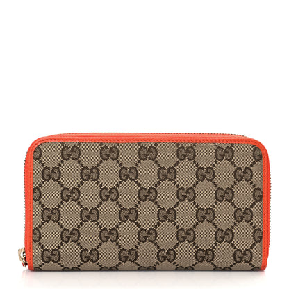 Gucci Monogram Dollar Calfskin Zip Around Wallet Beige Ebony Sun Orange 1 of 8