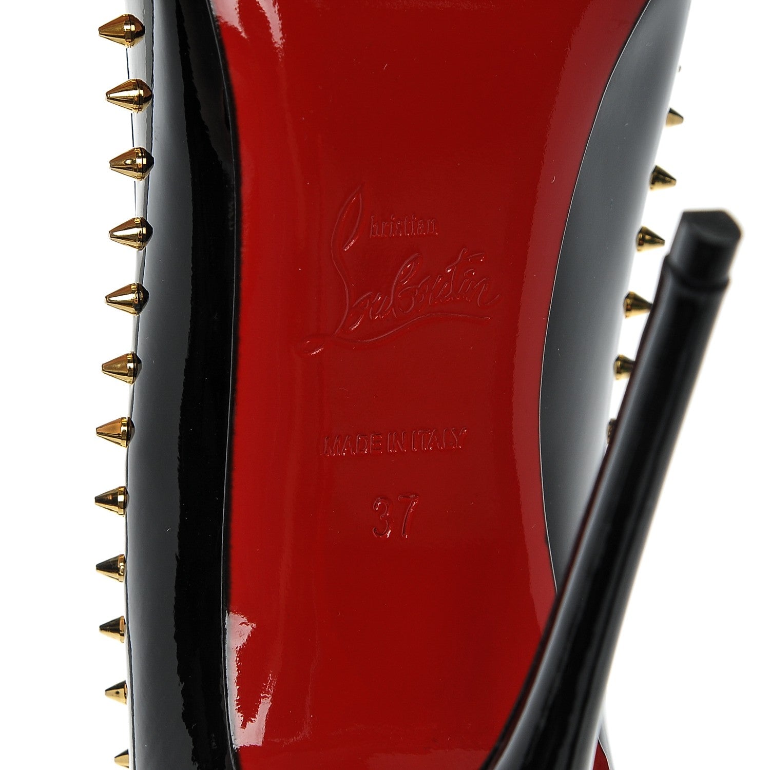 Christian Louboutin Patent Anjalina 120 Studded Pumps 37 Black 6 of 7