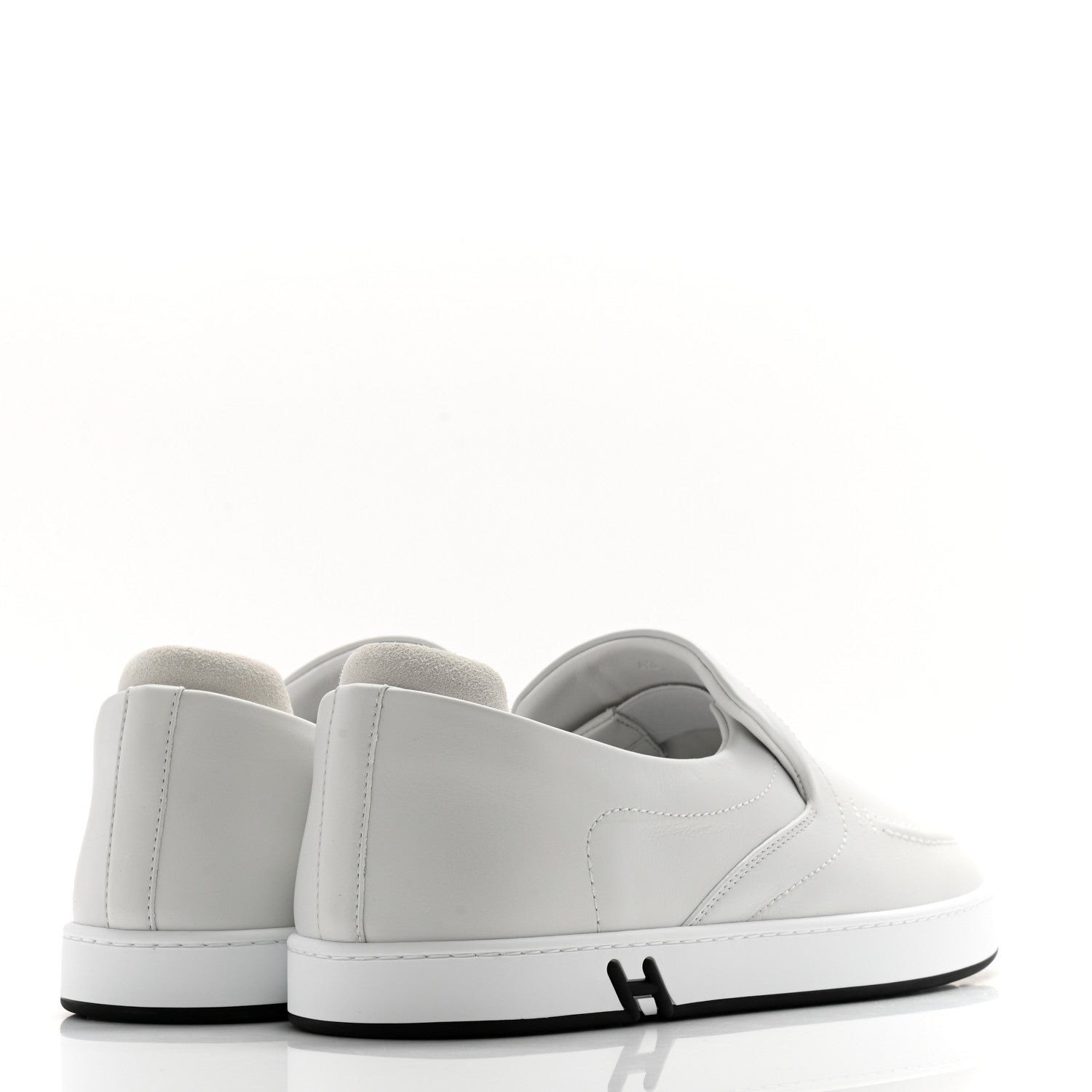 Hermes Calfskin Suede Goatskin Mens Kiddy Slip On Sneakers 43 White 4 of 9