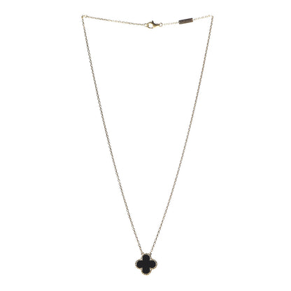 Van Cleef & Arpels 18K Yellow Gold Black Onyx Vintage Alhambra Pendant Necklace 3 of 11