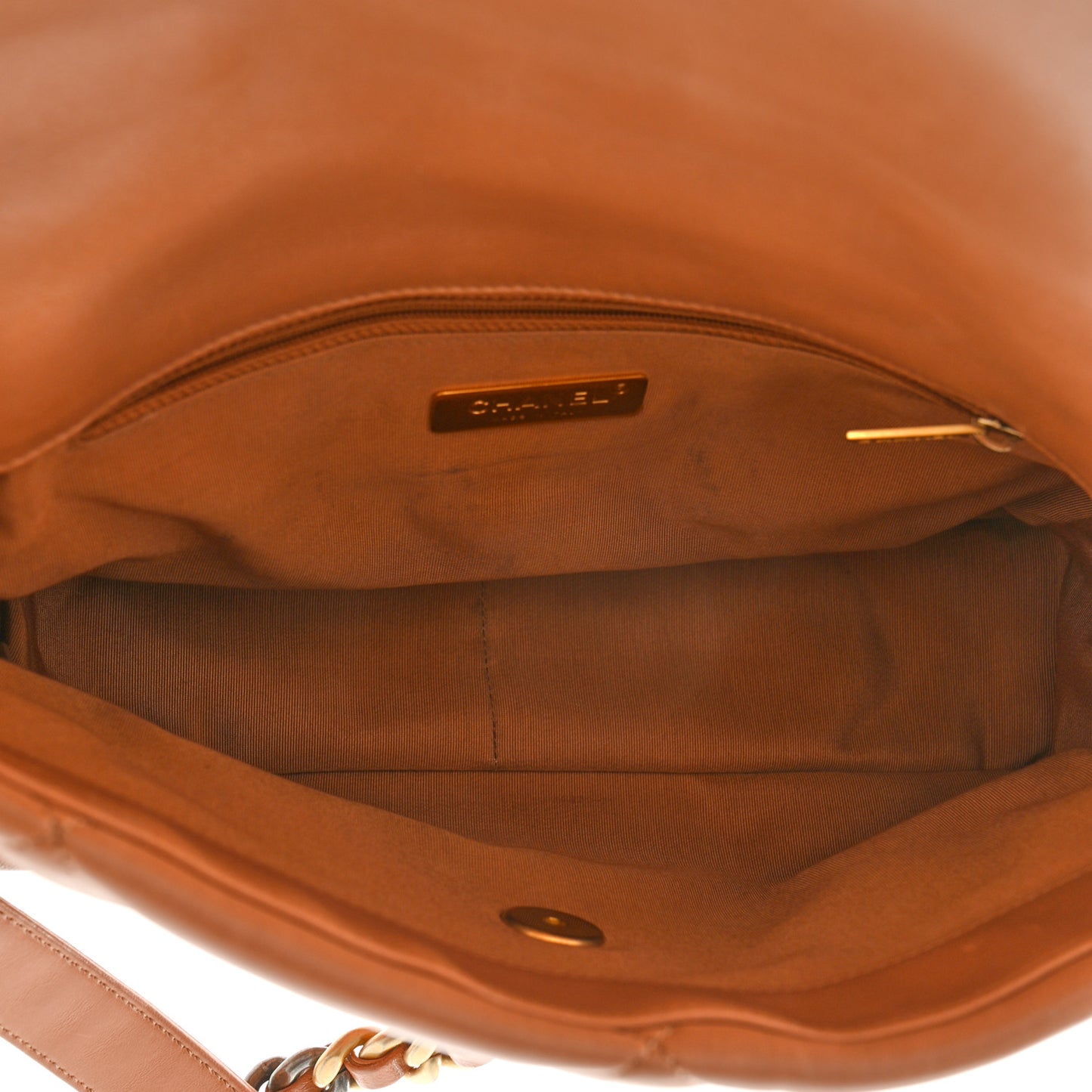 Lambskin Quilted Large Chanel 19 Flap Brown