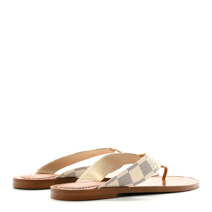 Louis Vuitton Damier Azur Sunny Flat Thong Sandals 38 5 of 9