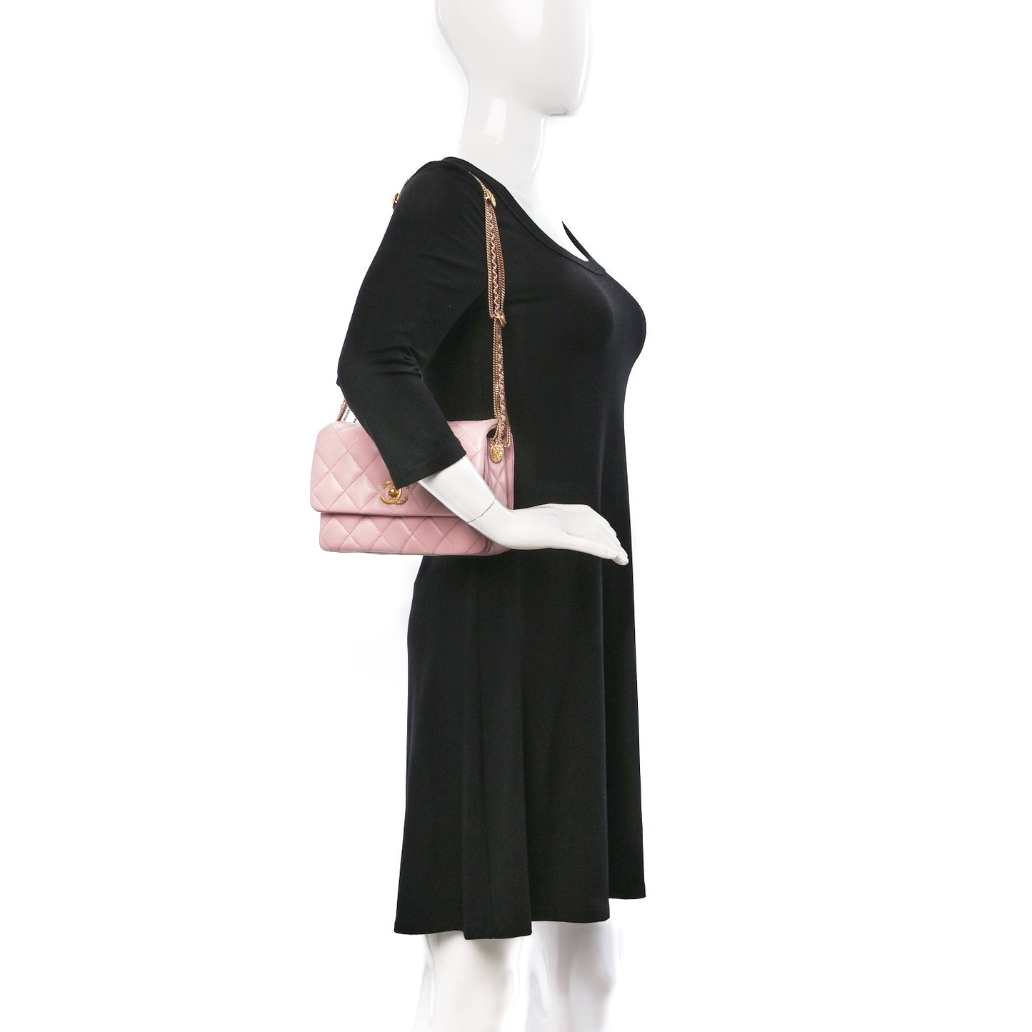 Lambskin Quilted Mini Medallion Multi Chain Flap Light Pink