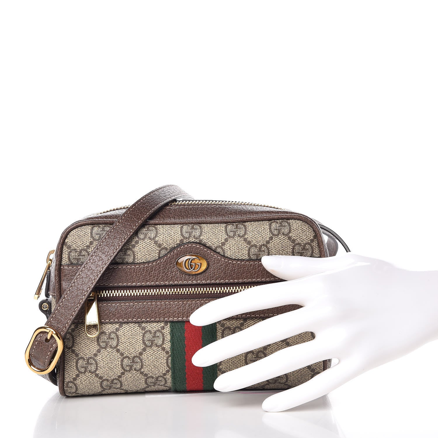Gucci GG Supreme Monogram Web Mini Ophidia Shoulder Bag Brown 2 of 12