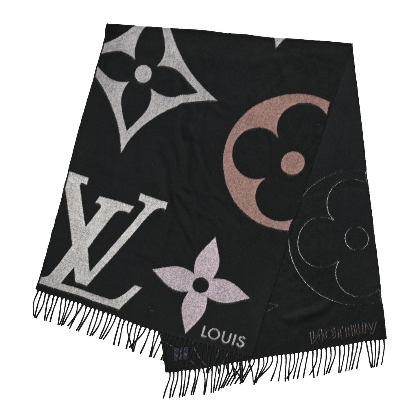 Cashmere Wool Monogram Ultimate Scarf Black