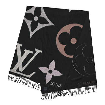 Louis Vuitton Cashmere Wool Monogram Ultimate Scarf Black 2 of 3