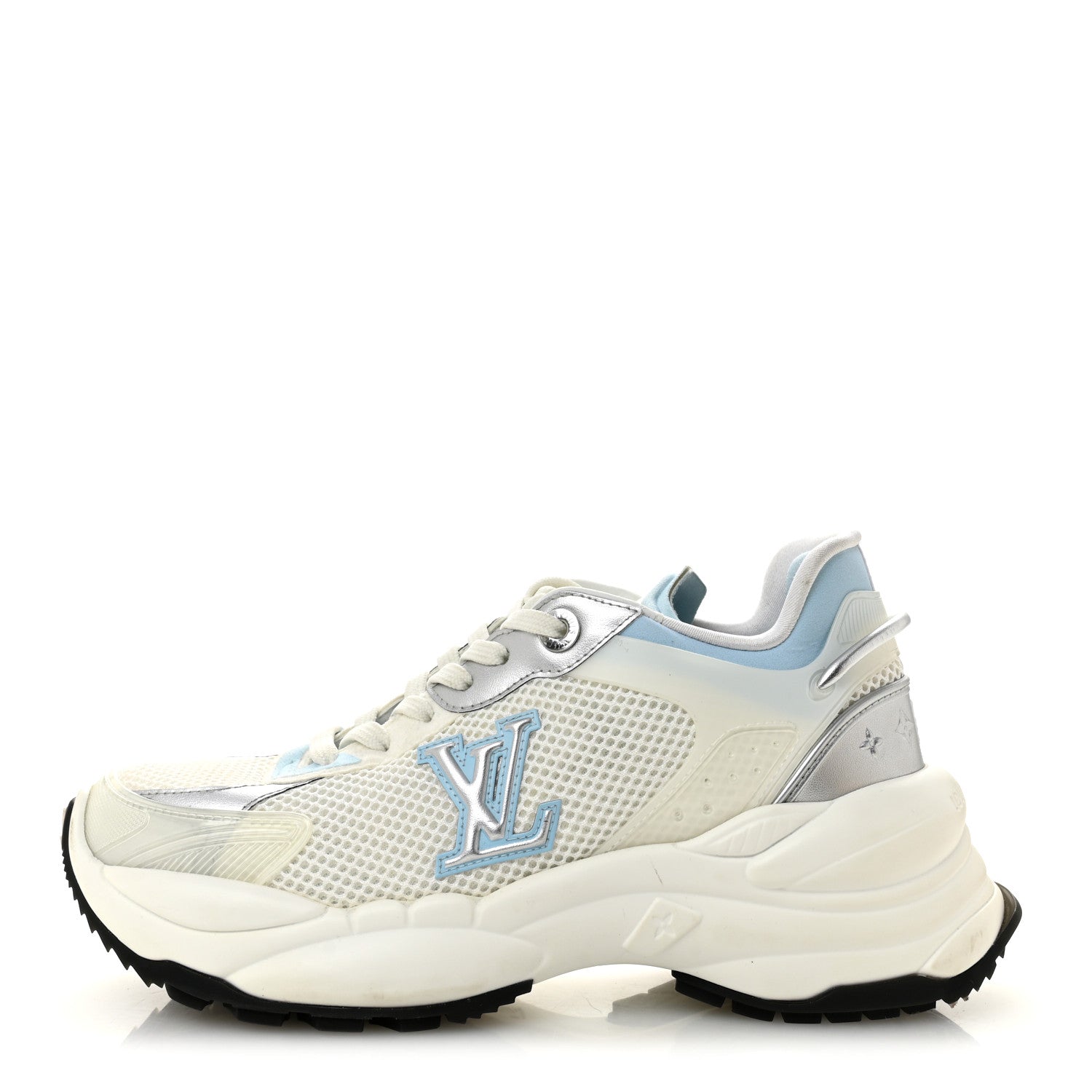 Louis Vuitton Patent Calfskin Technical Mesh Monogram Run 55 Sneakers 37 Bleu Clair 1 of 13