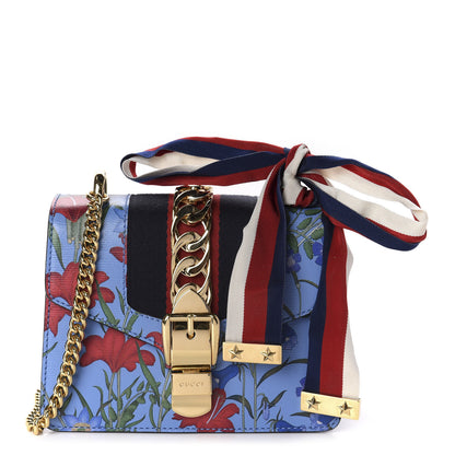 Gucci Shangai Calfskin Web New Flora Mini Sylvie Chain Shoulder Bag Azure 1 of 9
