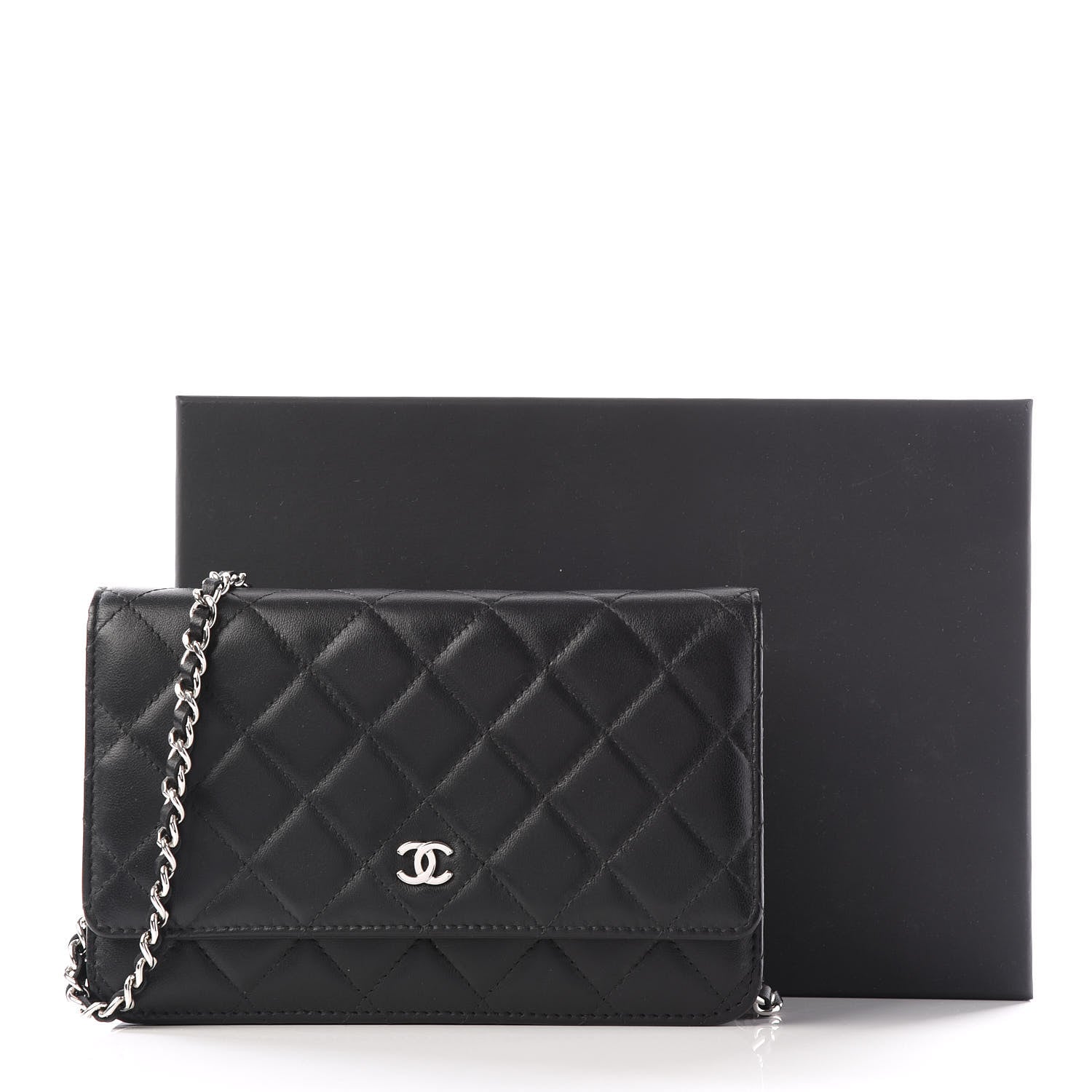 Chanel Lambskin Quilted Wallet On Chain WOC Black 11 of 11