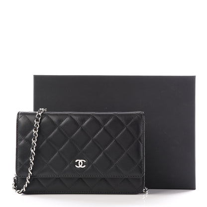 Chanel Lambskin Quilted Wallet On Chain WOC Black 11 of 11
