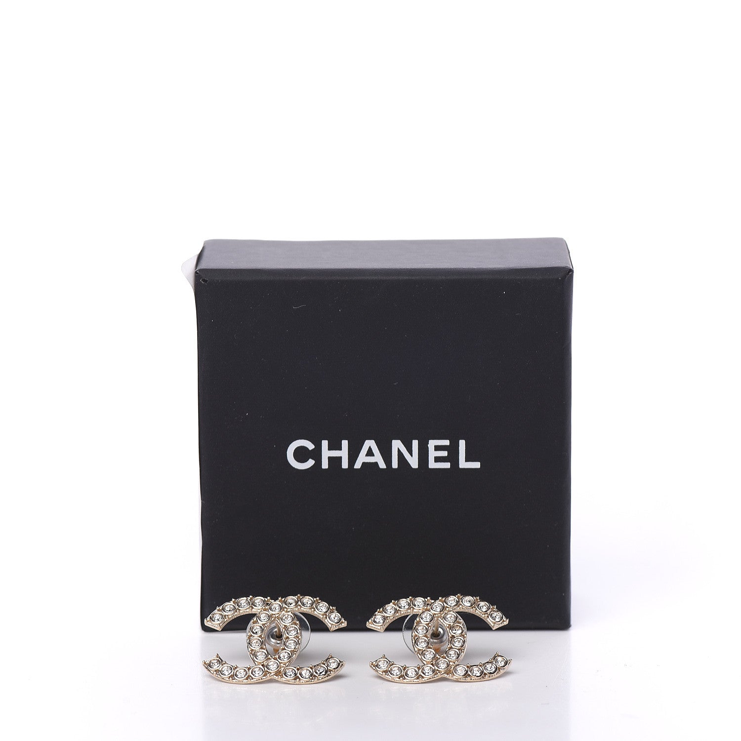 Chanel Crystal CC Earrings Gold 5 of 5