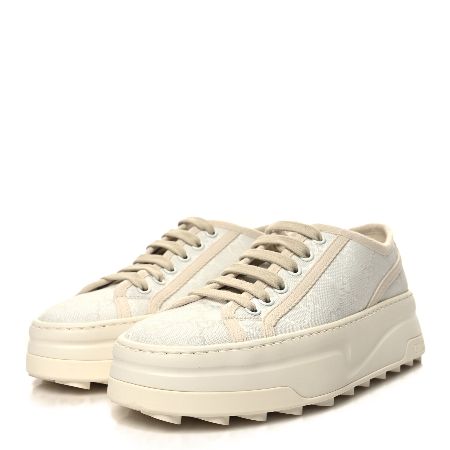 Gucci GG Monogram Womens 1977 Tennis Platform 52mm Sneakers 36 Great White Mystic White 3 of 6