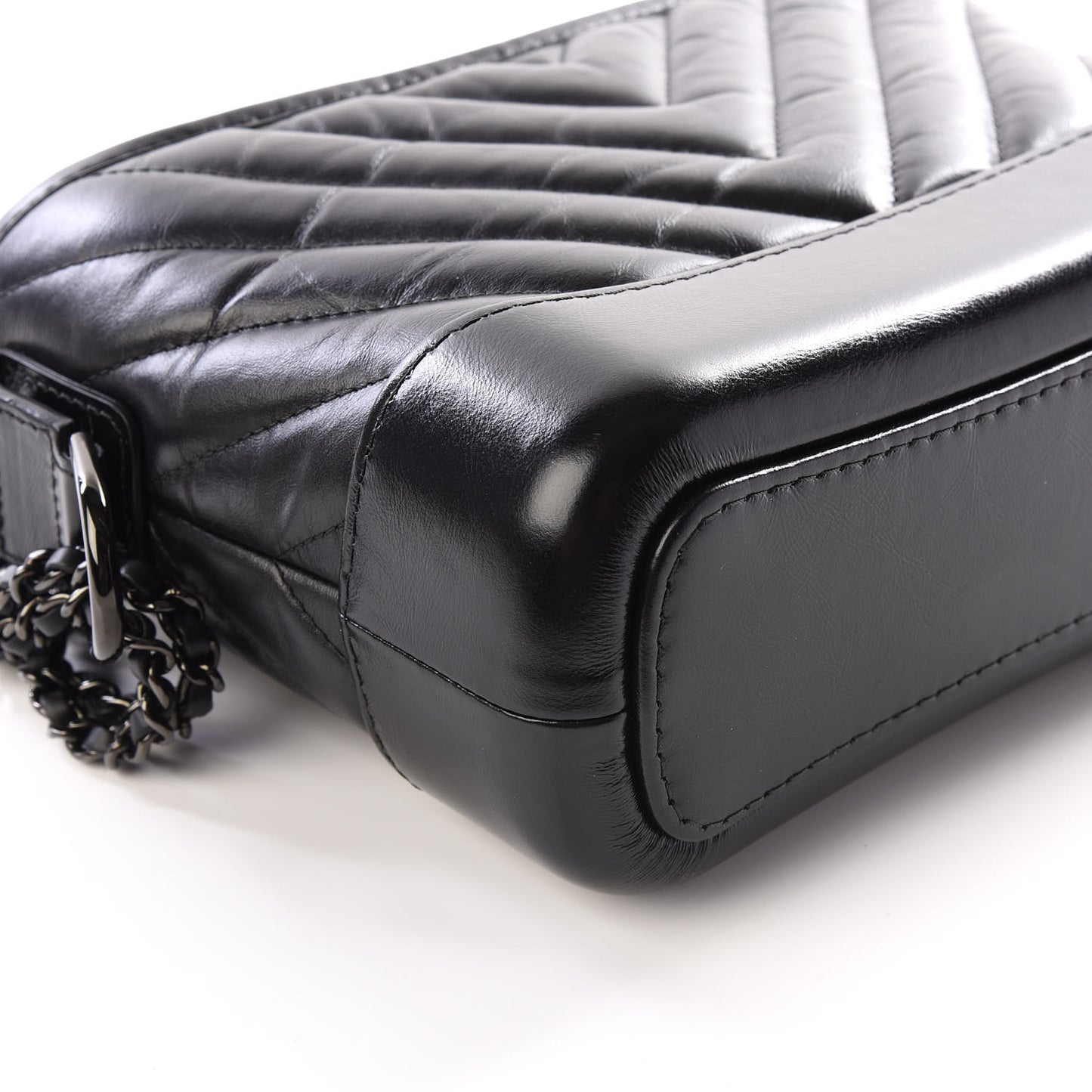 Aged Calfskin Chevron Quilted Small Gabrielle Hobo So Black