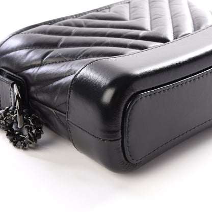 Chanel Aged Calfskin Chevron Quilted Small Gabrielle Hobo So Black 5 of 12
