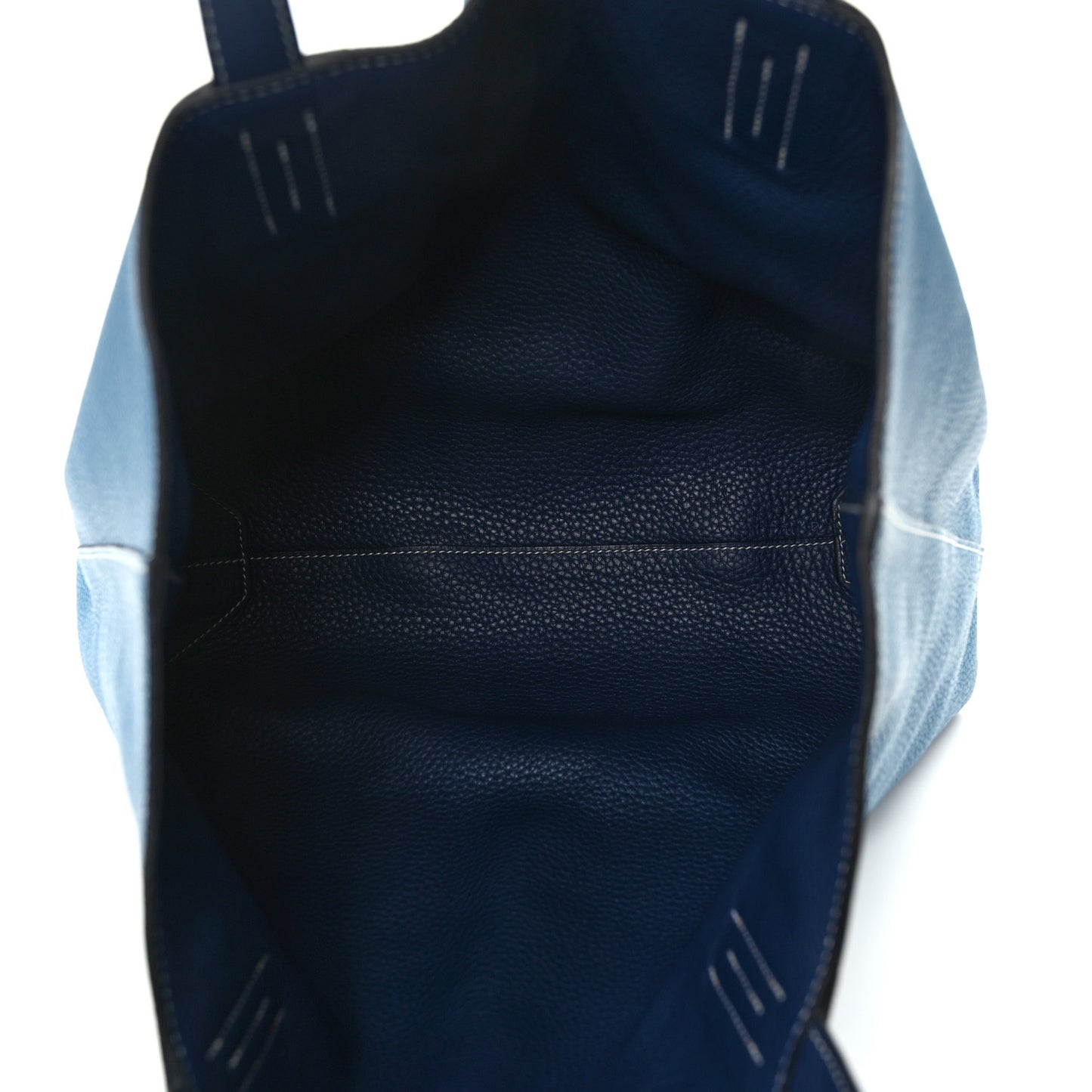 Taurillon Clemence Double Sens 36 Reversible Tote Deep Bleu Vert Bosphere