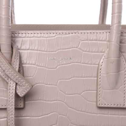 Saint Laurent Calfskin Crocodile Embossed Baby Sac De Jour Rose Antic 8 of 12