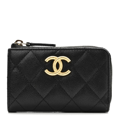 Chanel Caviar Quilted Zipped Key Holder Case Black 1 of 9