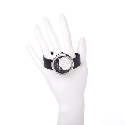 Chanel 18K White Gold Satin Diamond Bezel Onyx Mother of Pearl 37.5mm Mademoiselle Prive Quartz Watch Black 2 of 9