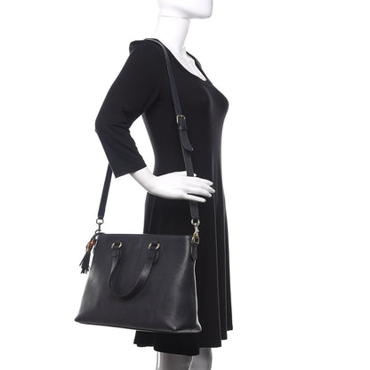 Gucci Calfskin Bamboo Tassel Top Handle Tote Blue 2 of 13