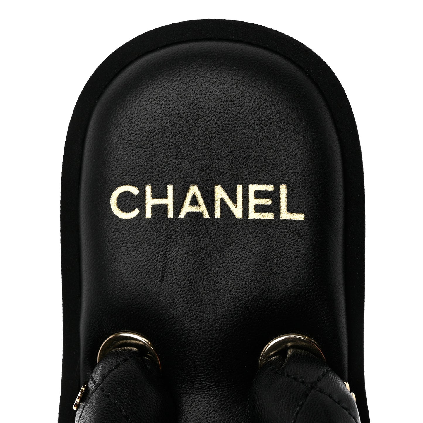 Lambskin Quilted Padded Charms Thong Sandals 38 Black
