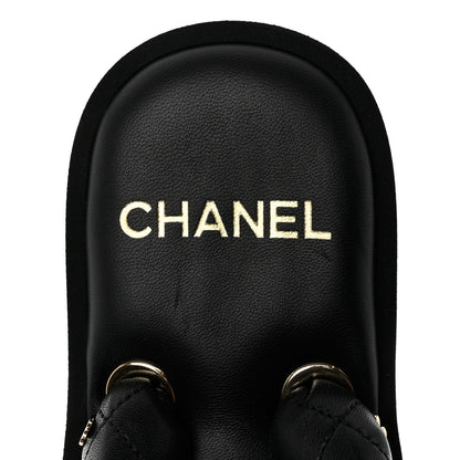 Chanel Lambskin Quilted Padded Charms Thong Sandals 38 Black 7 of 8