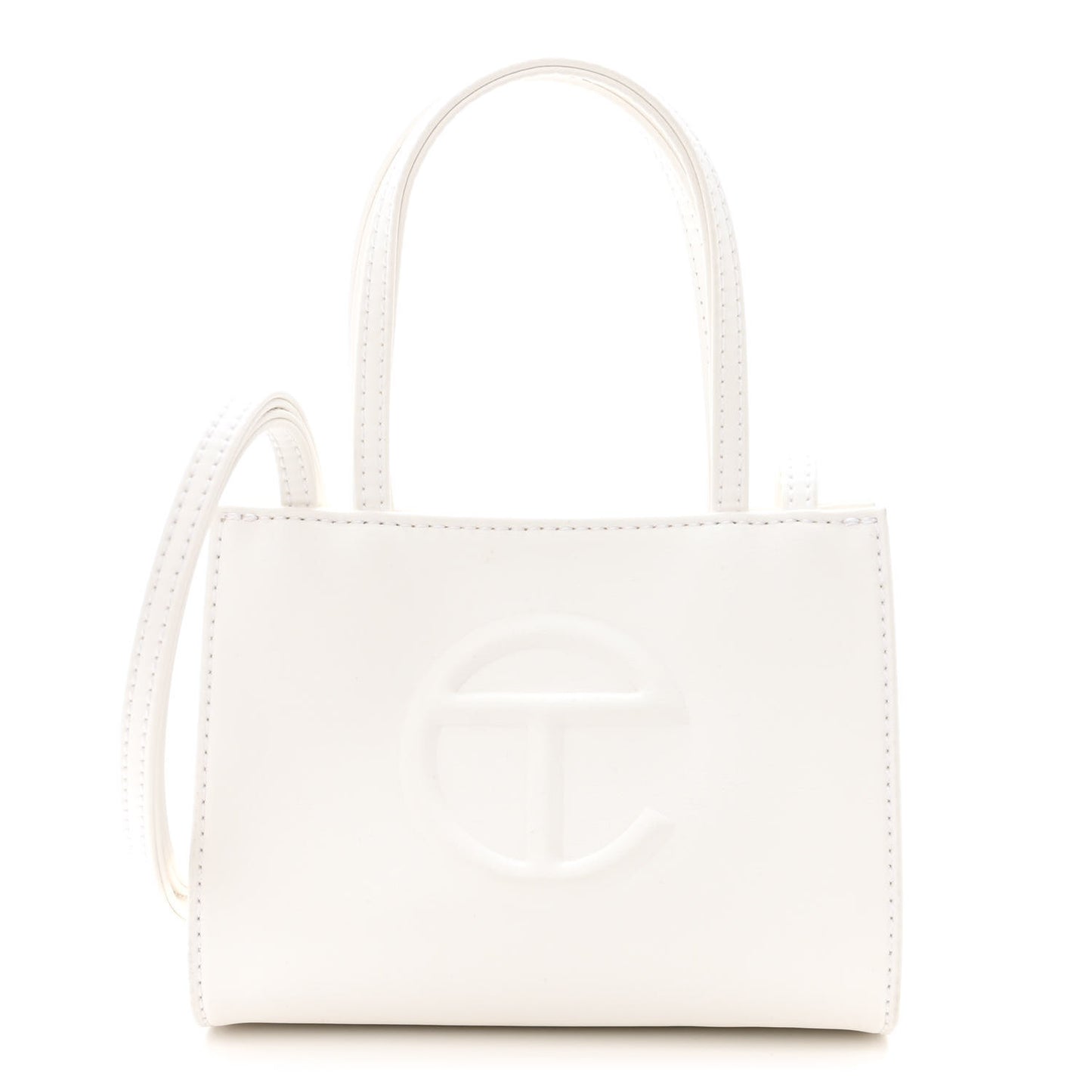 Vegan Leather Small Shopping Bag White