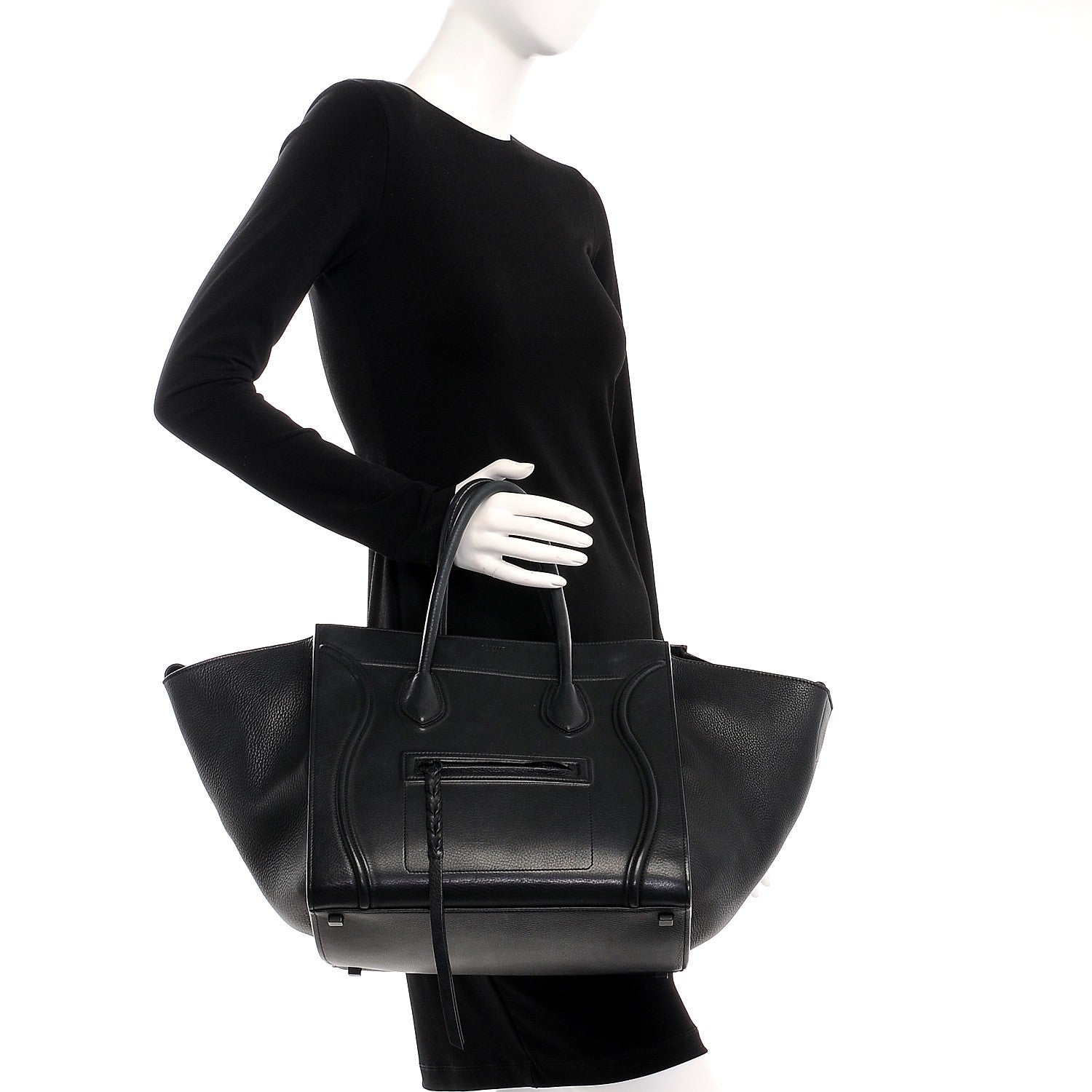 Celine Supple Calfskin Medium Phantom Luggage Black 2 of 10