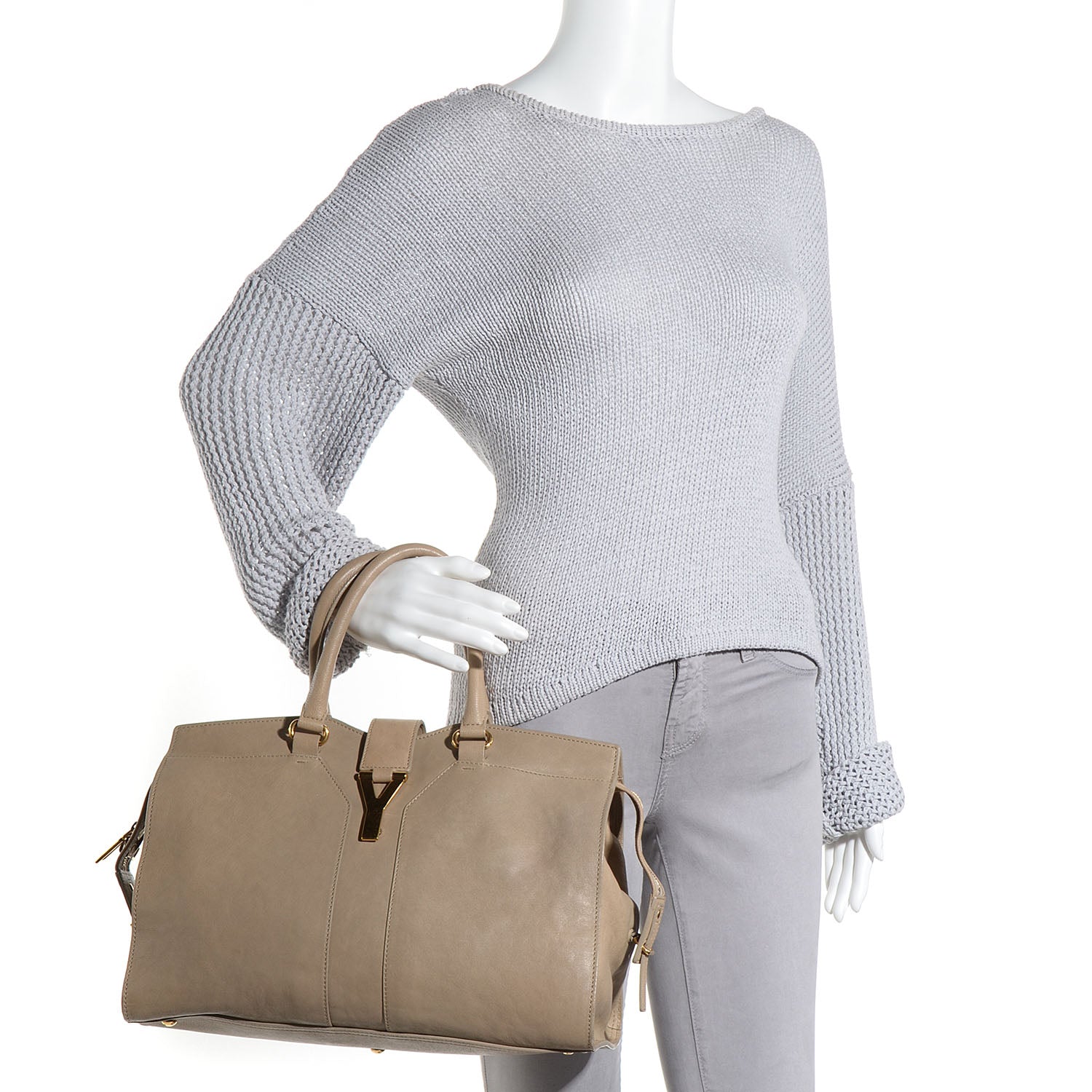 Saint Laurent Sheepskin Medium Cabas ChYc Beige 2 of 9