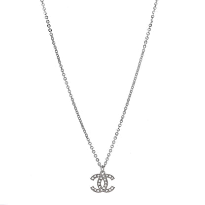 Chanel Crystal Timeless CC Necklace Silver 1 of 6