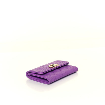 Chanel Caviar Quilted Boy Flap Card Holder Purple 6 of 9