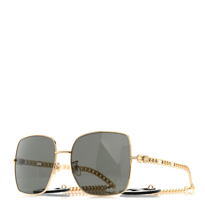 Gucci Square Frame Oversized Sunglasses GG0724S Gold 1 of 7