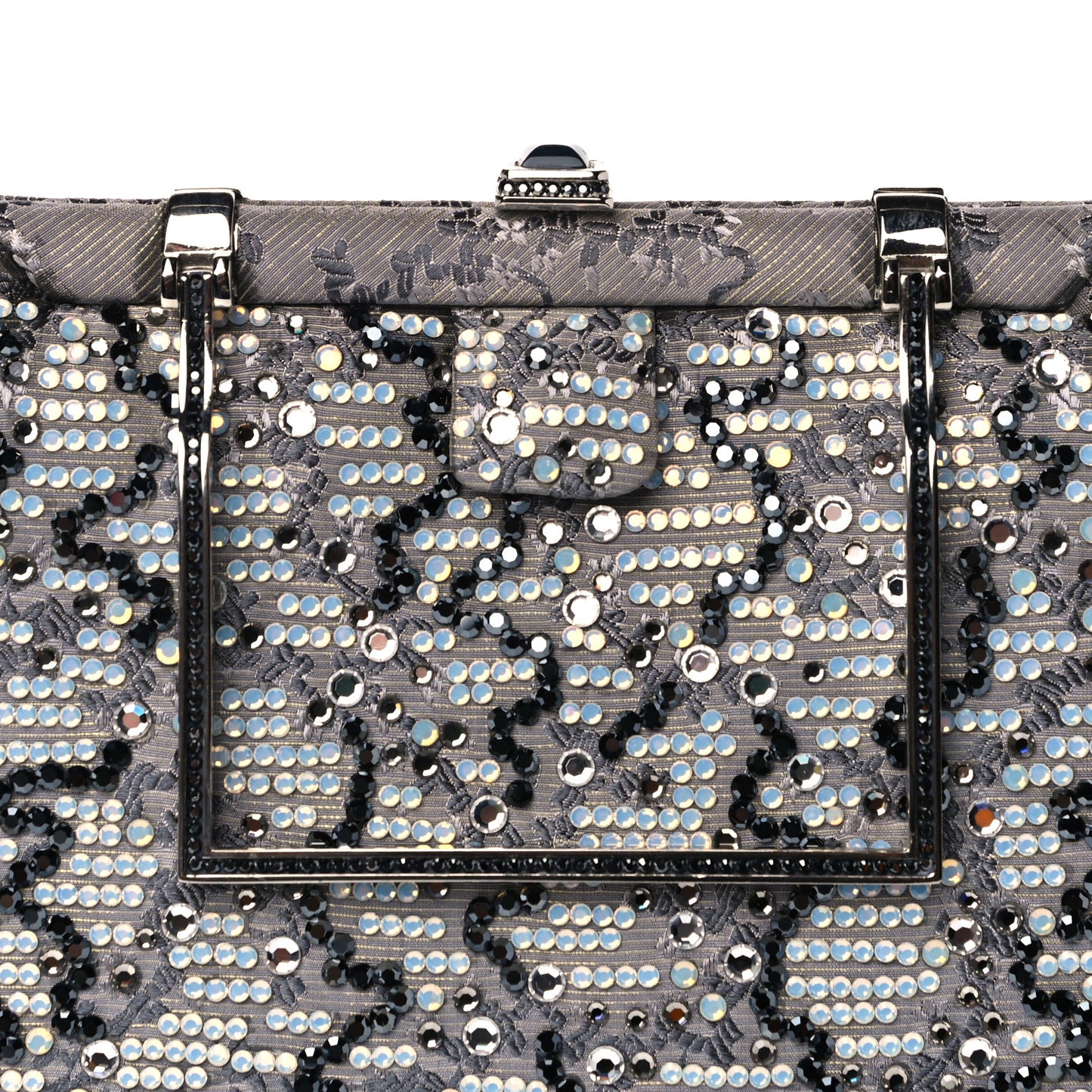 Crystal Fabric Embroidered Evening Bag Grey