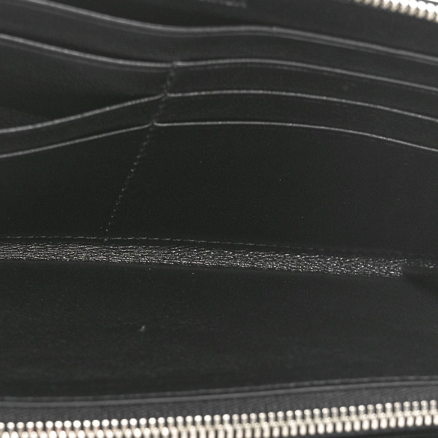 Grained Calfskin Zip Card Case Wallet Black