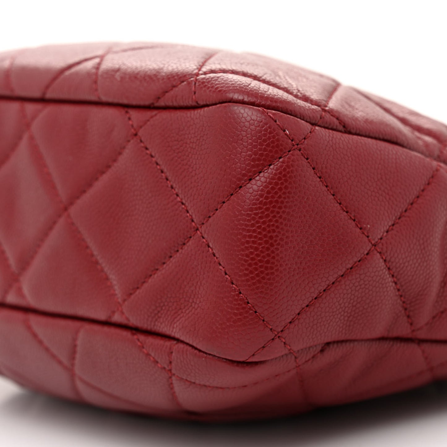 Caviar Quilted Twist Your Buttons Hobo Burgundy