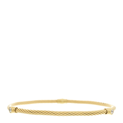 David Yurman 18K Yellow Gold Diamond 3mm Three Station Bangle Bracelet 2 of 3