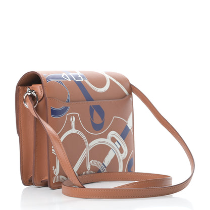 Hermes Swift Printed Eperon d'Or Mini Sac Roulis Gold White Bleu Encre 3 of 11